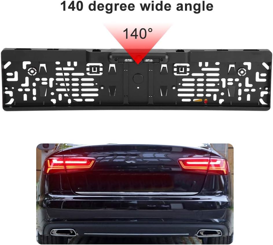 Nummernschildrahmen, Nummernschild schwarz mit Rückfahrkamera für Auto(Infrarot), Infrarot