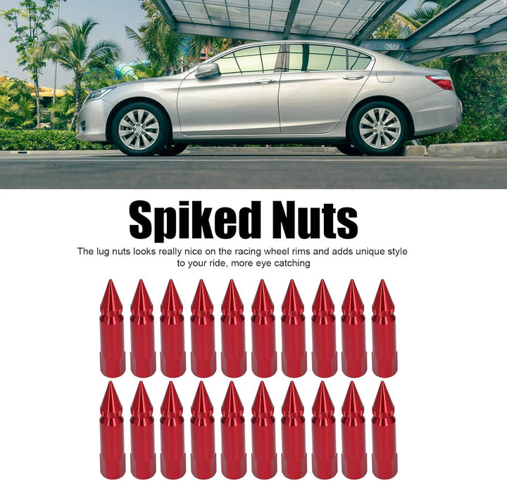 Spike Lug Nuts, 20 Stück Universal M12x1.5 Racing Wheels Felgen Radmuttern 90-mm-Spitzmuttern aus Al