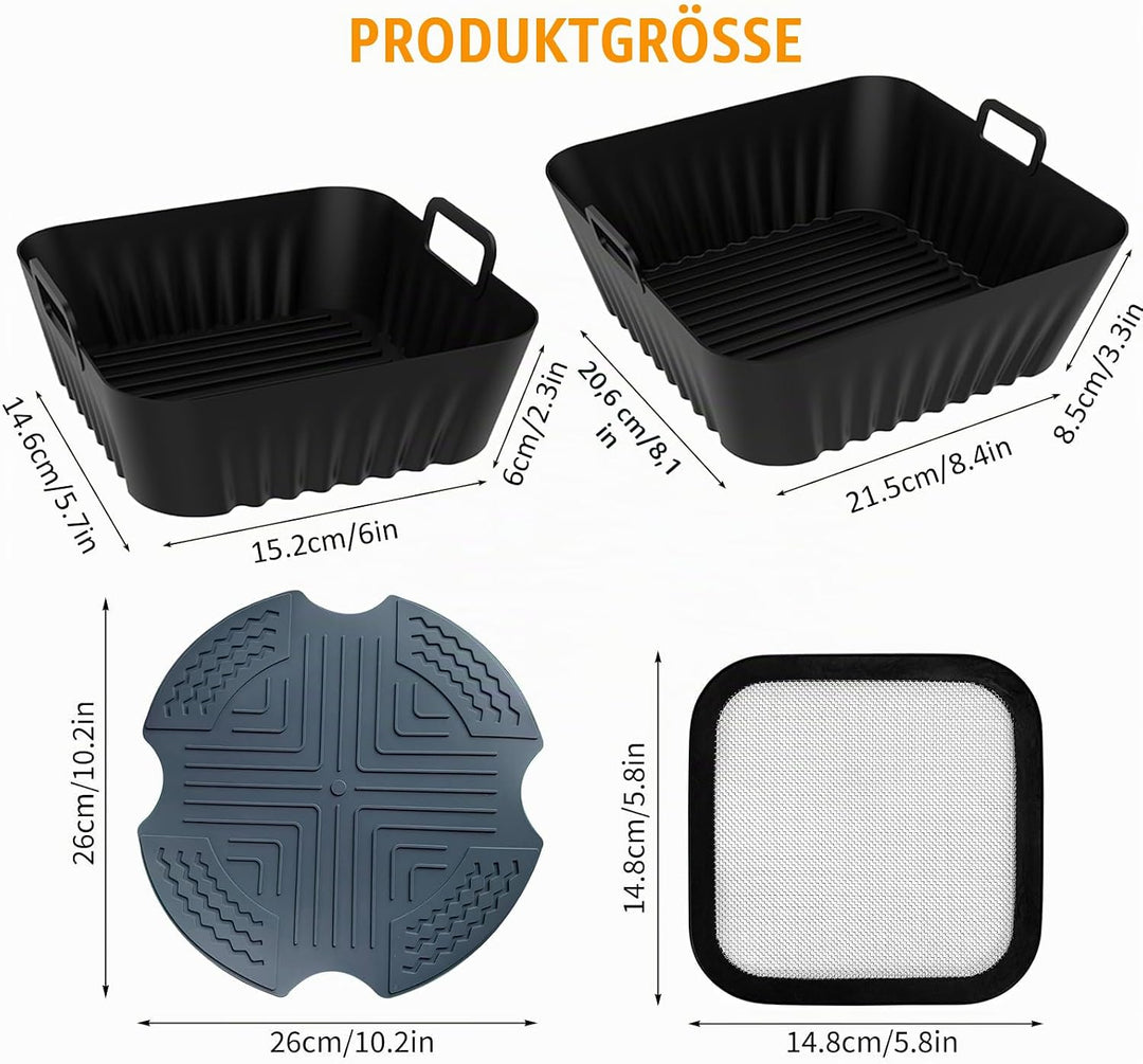 Zubehör für Ninja Crispi Air Fryer FN101 – Silikonform, Hitzebeständige Matte, Spritzschutz, Kompati