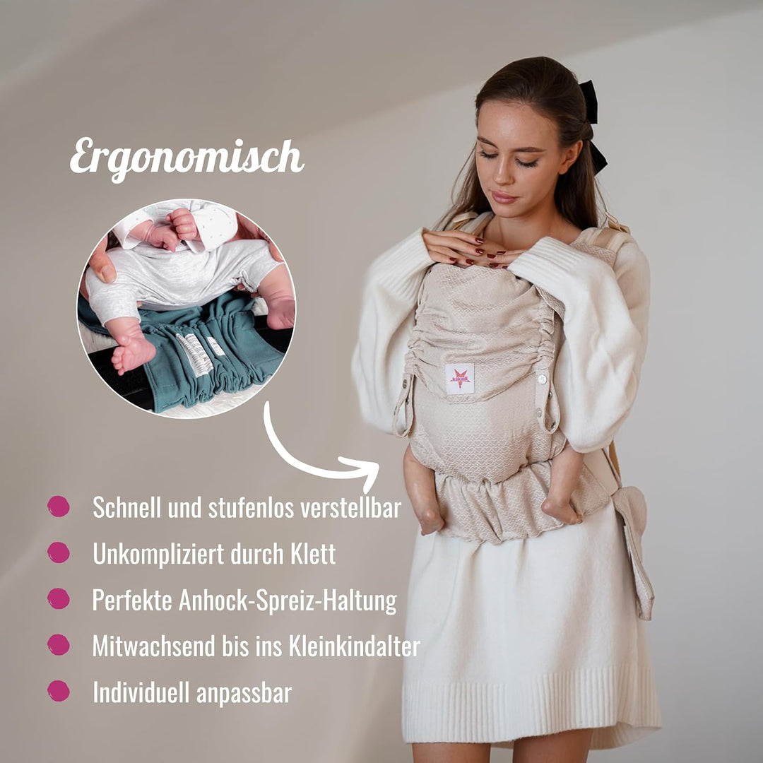 KOKADI Babytrage Flip X - für Neugeborene ab Geburt bis 15kg - ergonomisch, mitwachsend und einfach
