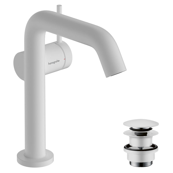 hansgrohe Tecturis S Fine - Waschtischarmatur mit Push-Open Ablauf, energiesparend (CoolStart), Wass