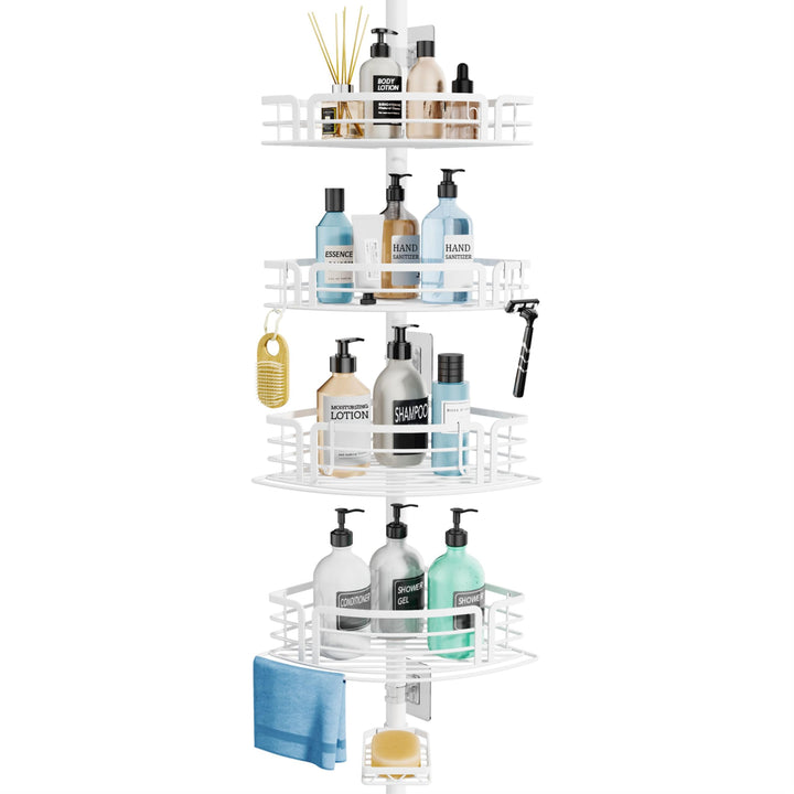 SWTYMIKI Duschablage ohne Bohren Ecke - Höhenverstellbar Teleskop Duschregal Ecke, Shampoo Halterung
