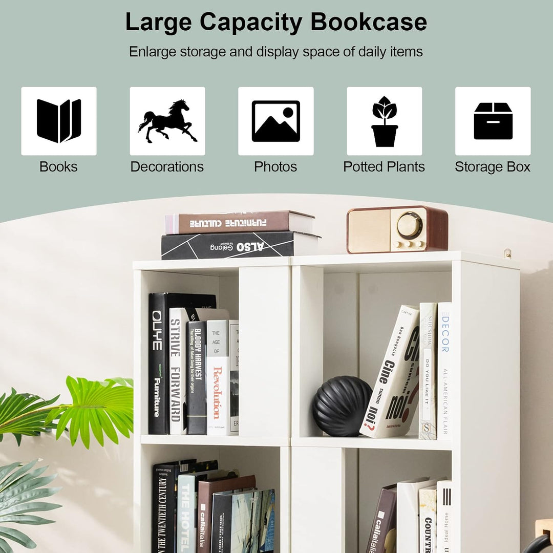 GIANTEX Bücherregal, 3 Ebenen, Bücherregal mit 6 offenen Fächern und Kippschutz, Bücherregal, modern