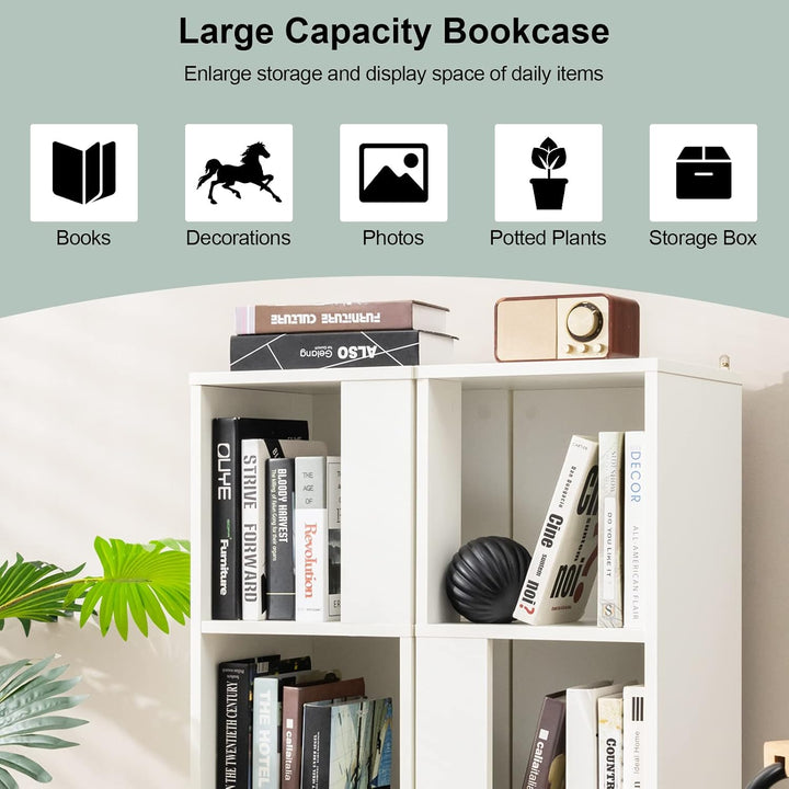 GIANTEX Bücherregal, 3 Ebenen, Bücherregal mit 6 offenen Fächern und Kippschutz, Bücherregal, modern
