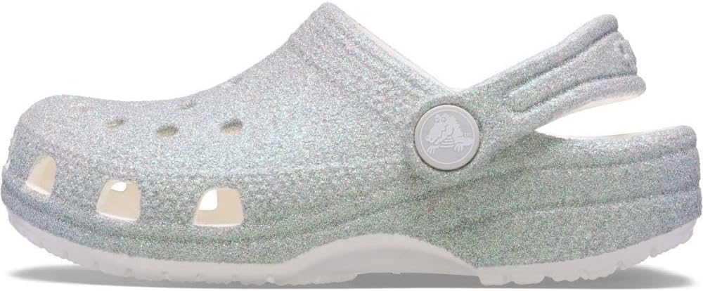 Crocs Unisex Kinder Classic Iridescent Glitter Clog K 29/30 EU Weiss, 29/30 EU Weiss