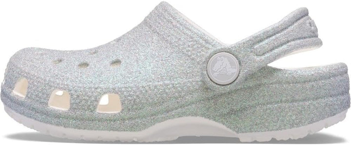 Crocs Unisex Kinder Classic Iridescent Glitter Clog K 29/30 EU Weiss, 29/30 EU Weiss
