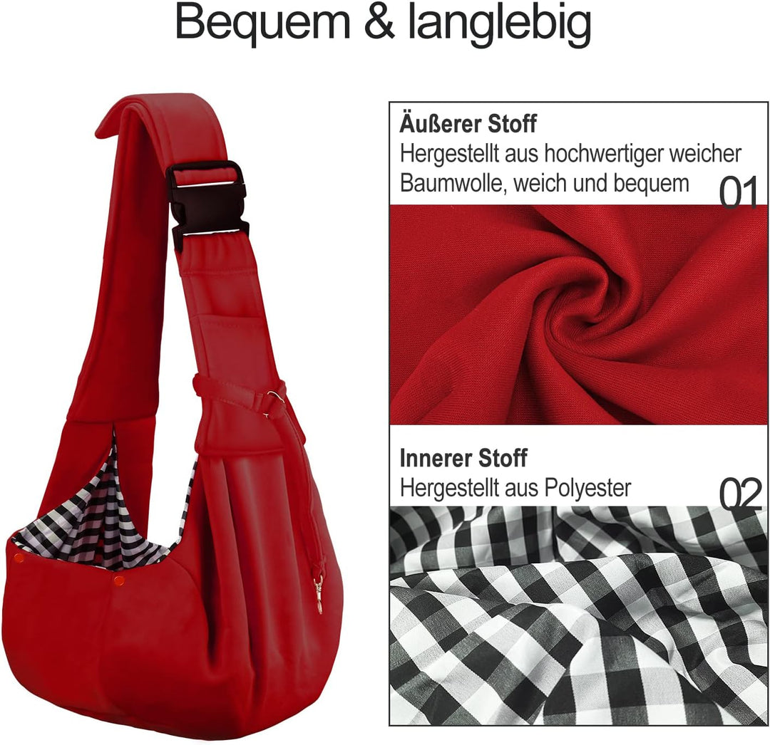 PETLOFT Tragetuch Hund, Reversibel Kleine Hundetrage, Einstellbar Pet Tragetuch, Freisprecheinrichtu