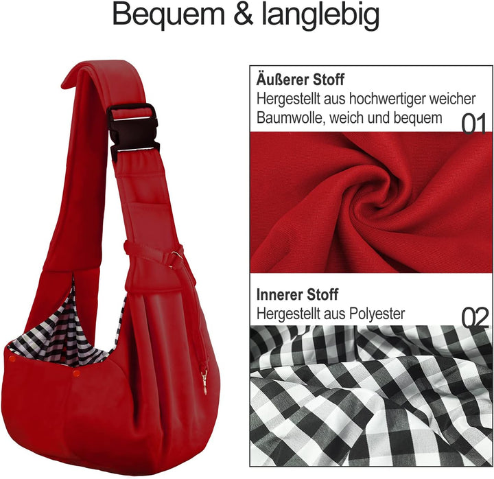 PETLOFT Tragetuch Hund, Reversibel Kleine Hundetrage, Einstellbar Pet Tragetuch, Freisprecheinrichtu