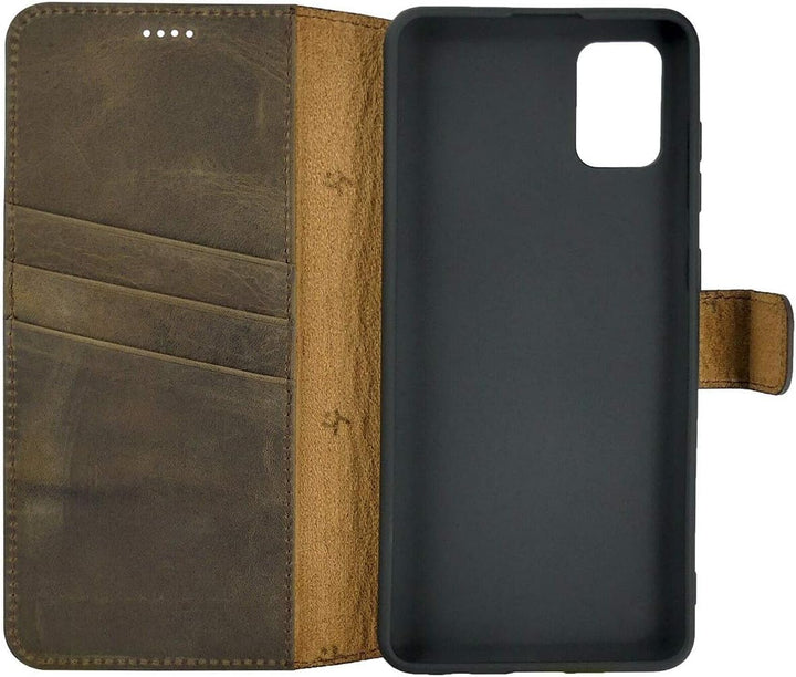 Suncase Book-Style Hülle kompatibel mit Samsung Galaxy M51 Leder Tasche (Slim-Fit) Lederhülle Handyt