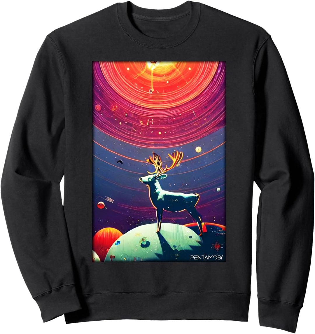 Rentier Weihnachten Weltraum Galaxie Universum Planeten Sweatshirt