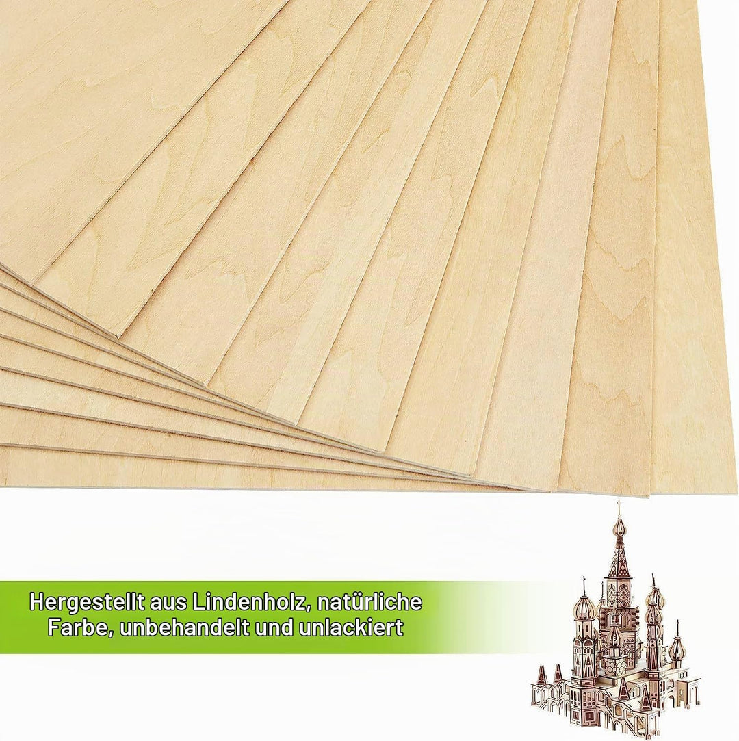 ASelected 10 Stücke Sperrholzplatte Holz 400 * 300 * 2MM - A3 Birkensperrholz Sperrholz Platte Für L