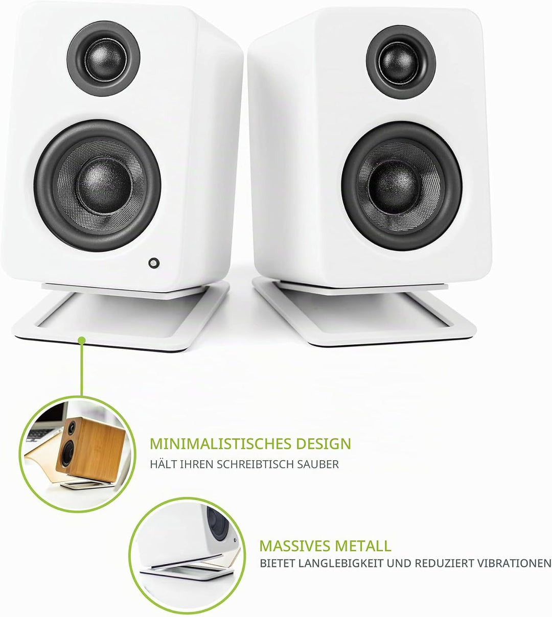 Kanto S2W Tilted Desktop Speaker Stands for Small Speakers & Compact 2”-3” Studio Monitors | Support