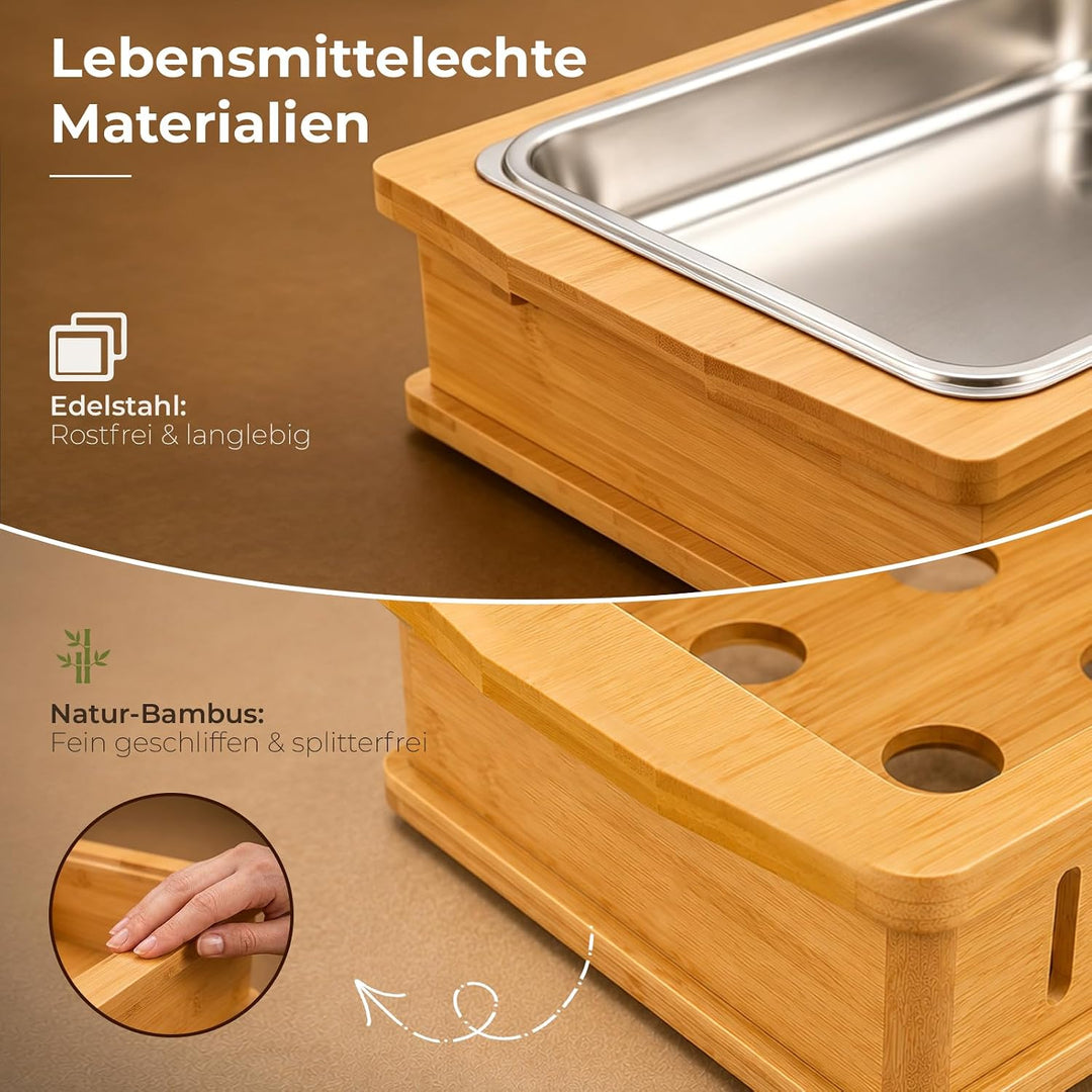 Tragbare Warmhalteplatte für Grillgut mit Edelstahlauflage 32,5x26,5x4cm | Leicht zu Reinigende BBQ