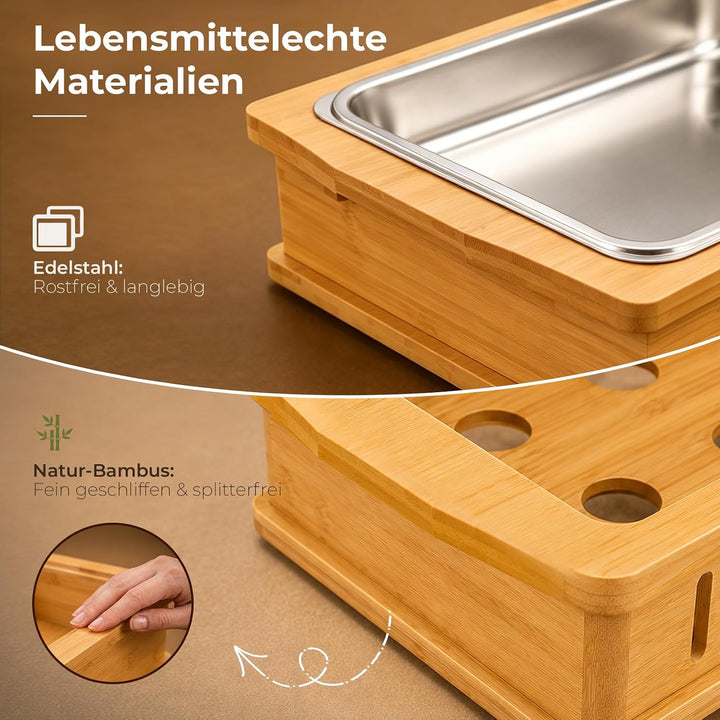 Tragbare Warmhalteplatte für Grillgut mit Edelstahlauflage 32,5x26,5x4cm | Leicht zu Reinigende BBQ