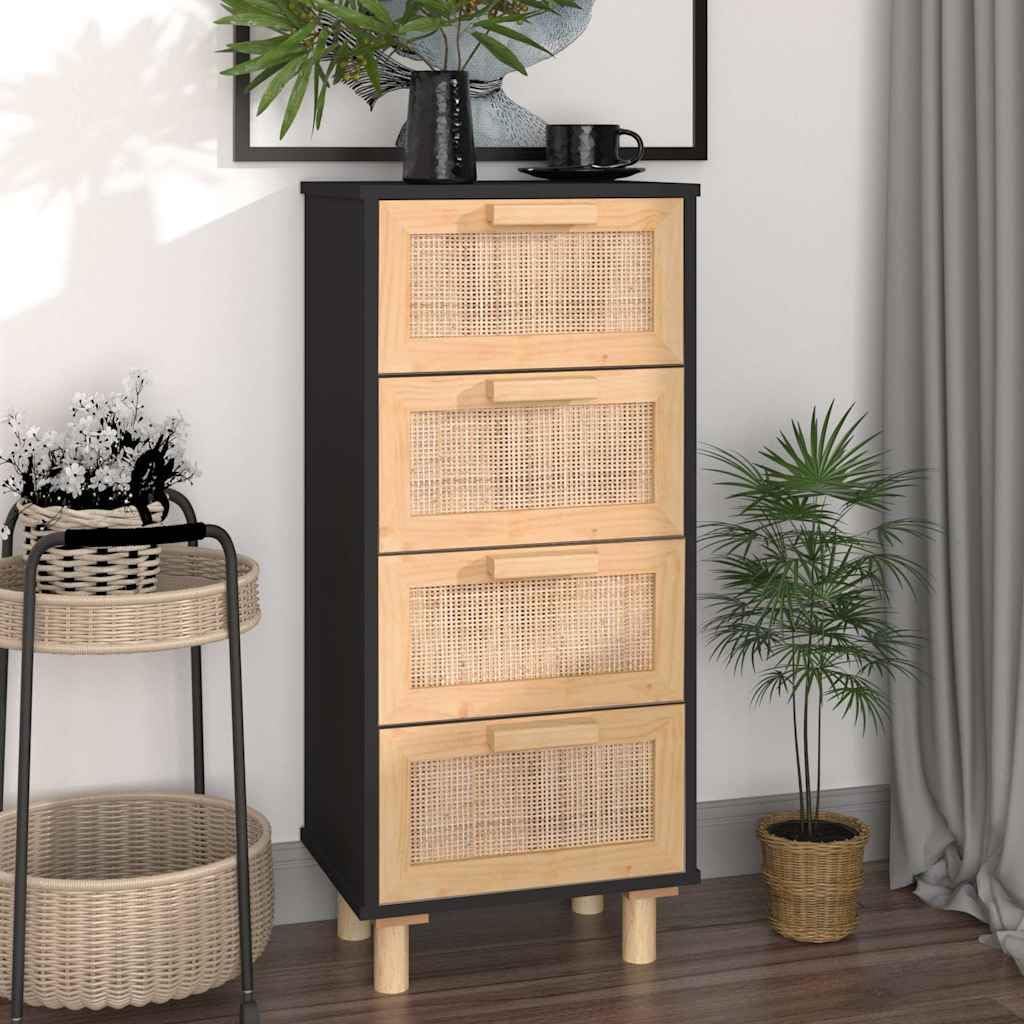 vidaXL Sideboard mit Schubladen Schrank Anrichte Beistellschrank Kommode Schubladenschrank Schwarz 4