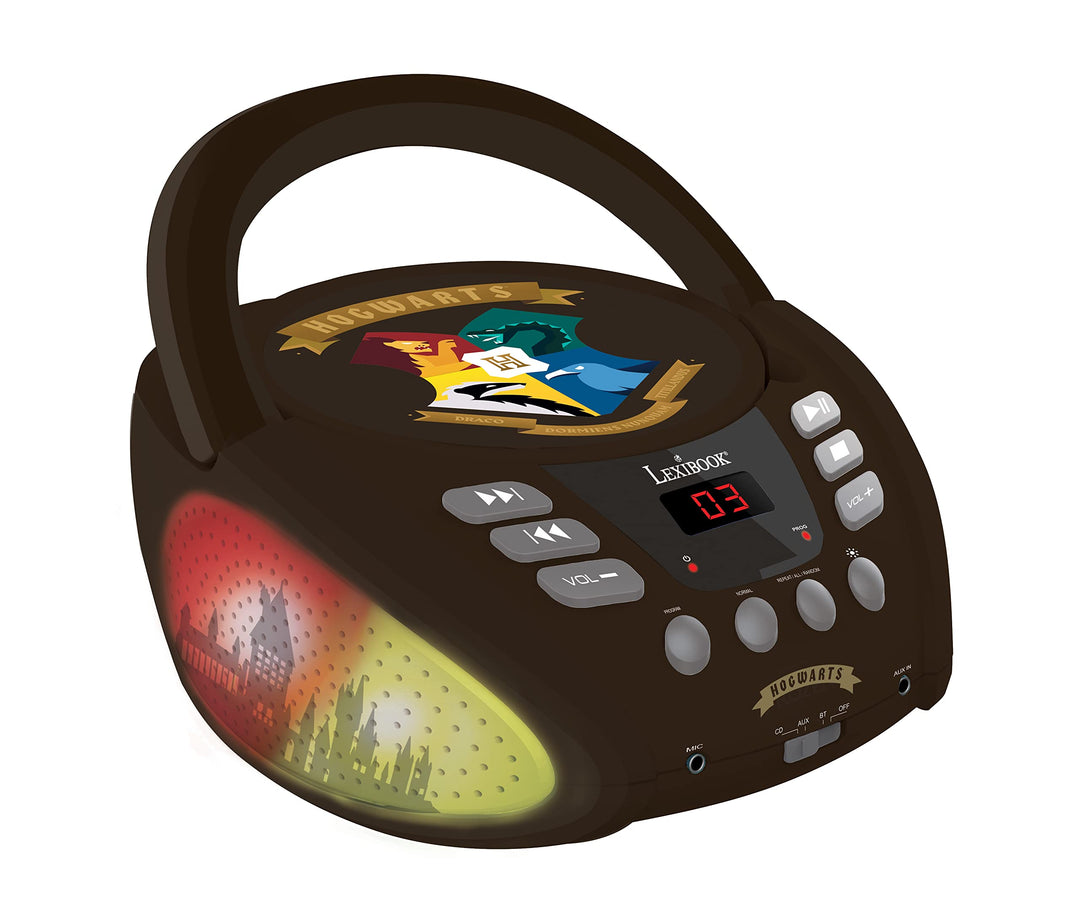 Lexibook, Harry Potter, Bluetooth-CD-Player für Kinder, tragbar, mehrfarbige Lichteffekte, Mikrofona