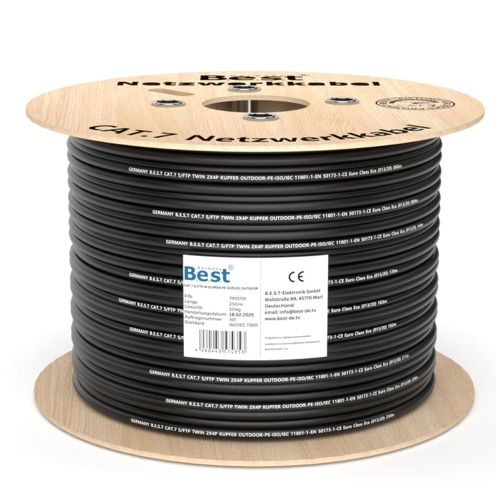 Germany B.e.s.t CAT 7 250M Duplex Erdkabel Netzwerkkabel Outdoorkabel LAN Kabel Ethernetkabel S/FTP
