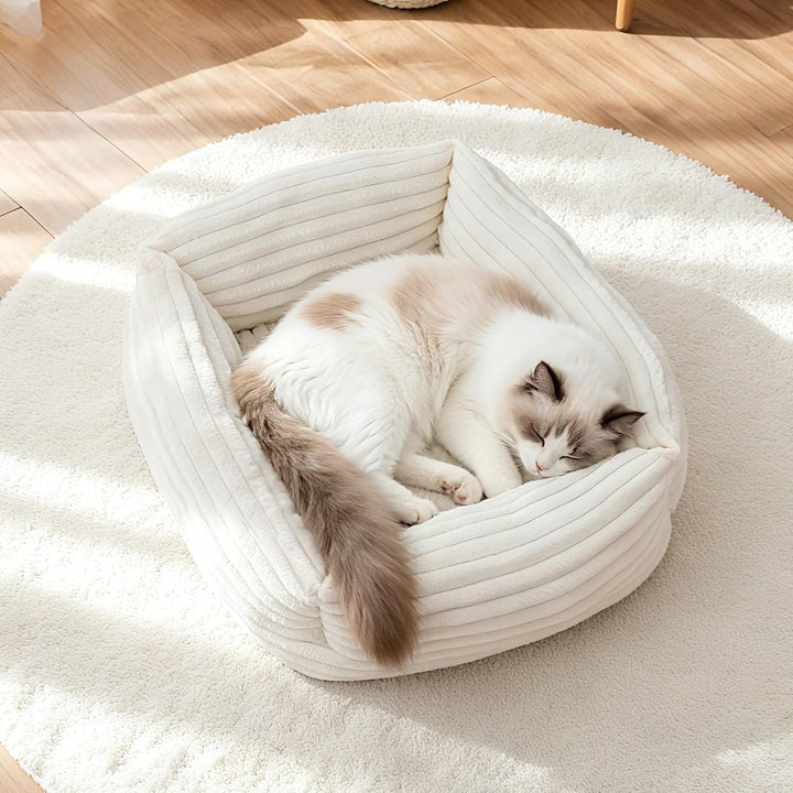 XIAPIA Katzenbett Flauschig 55x42x18 cm, Plüsch Katzen Schlafplatz Weich und Warm für Katzen Kleine