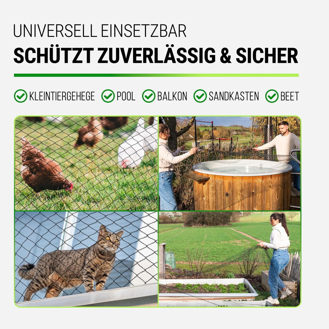 FISO® Teichnetz - 5x6m I Vogelschutznetz engmaschig, robust, witterungs- &amp; UV-beständig I Schwarzes