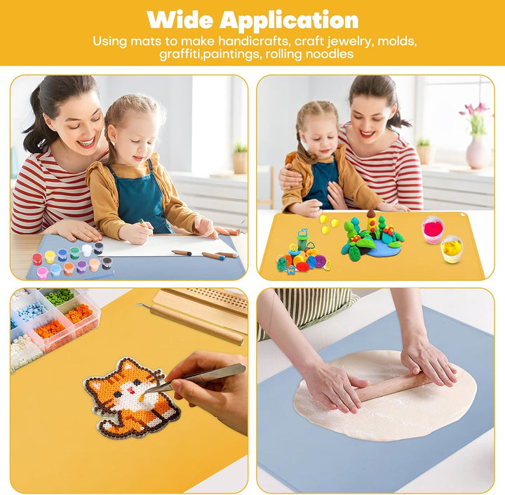 2 Stück Malunterlage für Kinder A2 (60x40cm) - Silikon Bastelunterlage mit Erhöhten Kanten, Antihaft