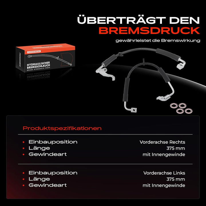 Frankberg 2x Bremsschlauch Bremsschläuche Vorne Links Rechts Kompatibel mit Wrangler III JK 2.8L 3.6