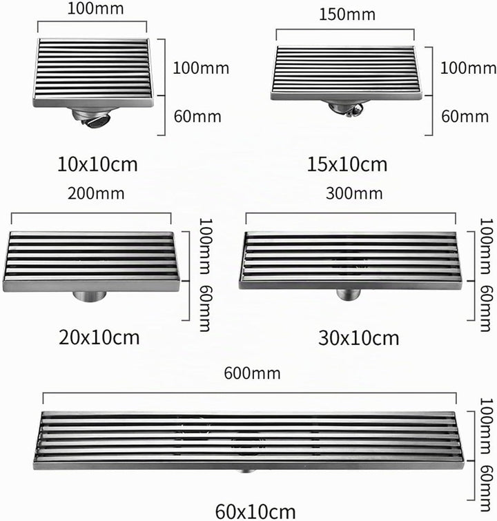 Bodenablauf Quadratisch Linear Anti-Geruchs-Abfluss Ablaufgarnitur Edelstahl Bad Duschabfluss Haarfä