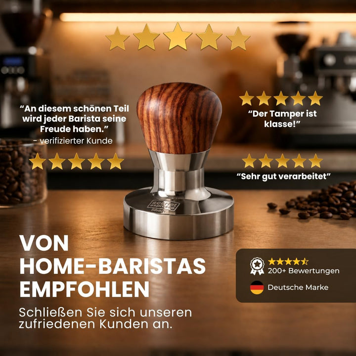 scarlet espresso | Tamper »Passion« für Barista; mit ergonomischem PVC- oder Edelholzgriff nach Wahl