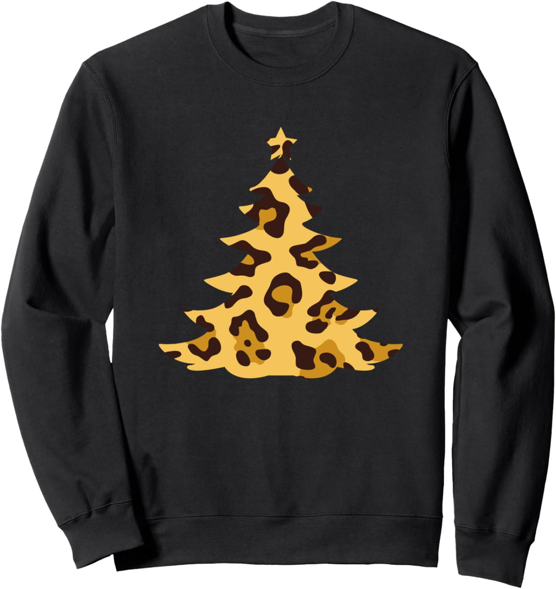 Leopard Cheetah Print Christmas Tree Cute Womens Winter Gift Sweatshirt