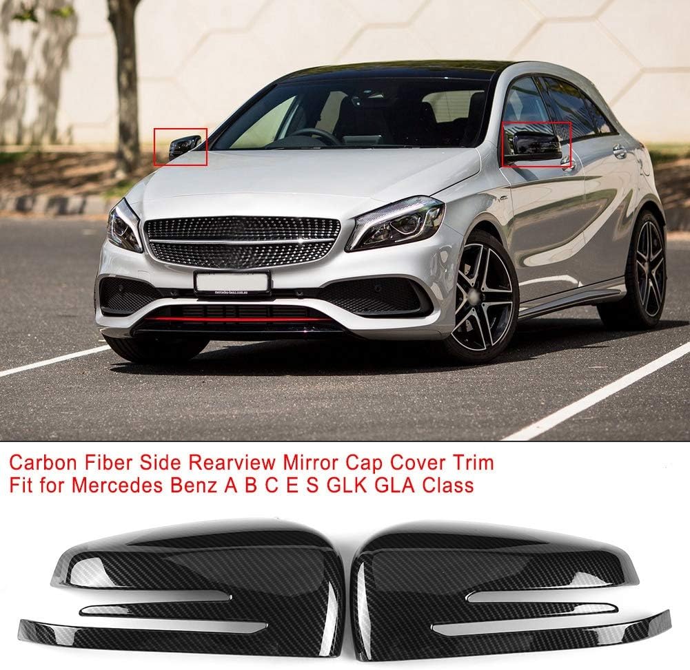 Rückspiegel Abdeckung Carbon W204,Qiilu Carbon Rückspiegel Spiegelabdeckung Aussenspiegel für ABCE C