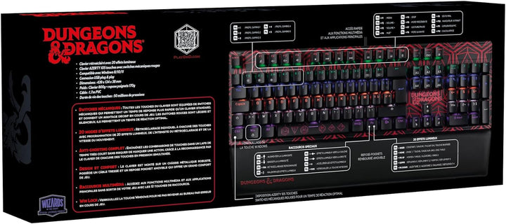 Konix Dungeons & Dragons Kabelgebundene mechanische Gaming-Tastatur AZERTY - Anti-Ghosting - 20 Lich