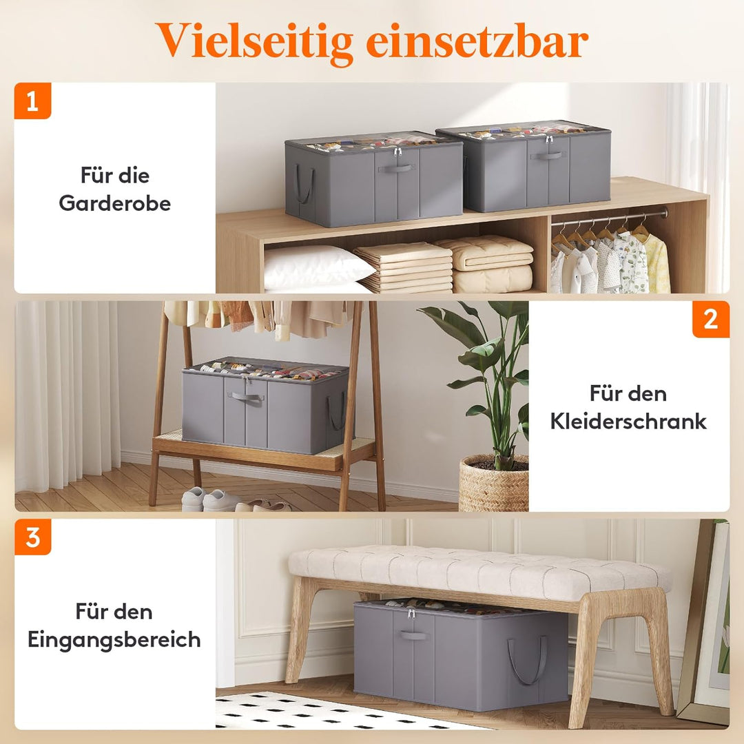 Lifewit Grosser Schuhorganizer für den Kleiderschrank, Faltbarer Schuhkarton mit durchsichtigem Deck