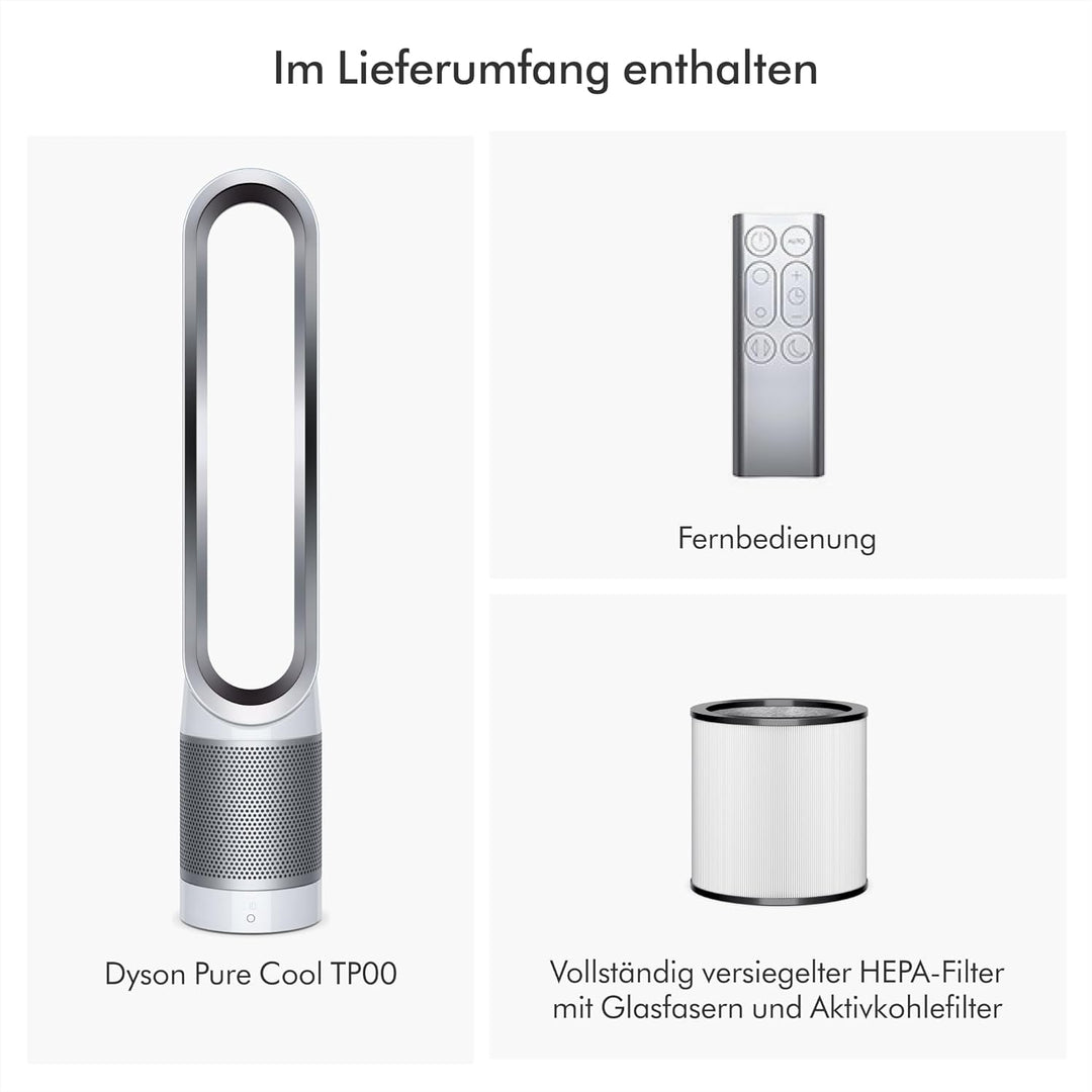 Dyson Pure Cool™ TP00 Luftreiniger-Ventilator, Kühlender Luftreiniger Weiss/Silber