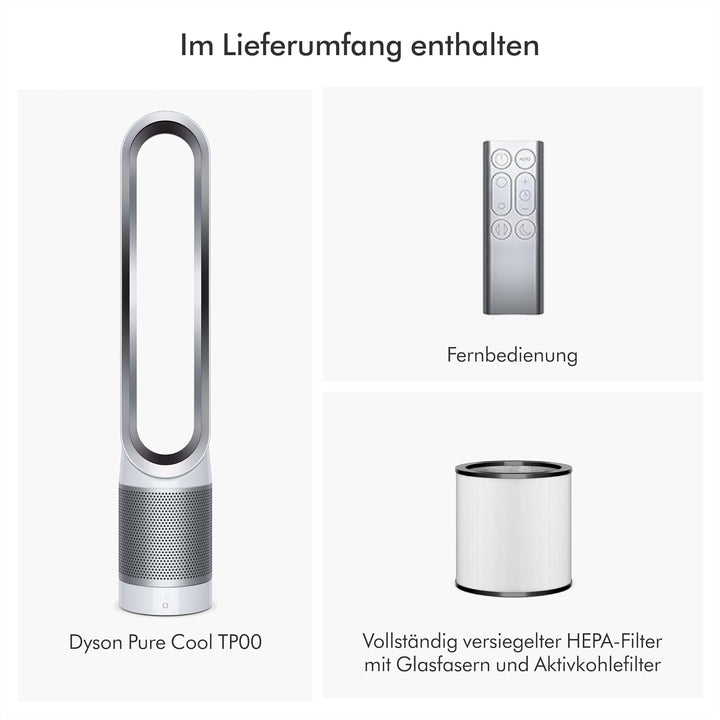 Dyson Pure Cool™ TP00 Luftreiniger-Ventilator, Kühlender Luftreiniger Weiss/Silber