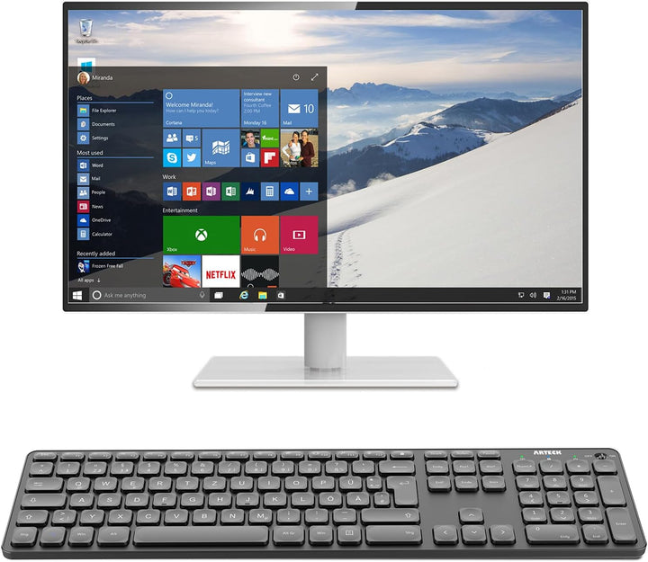 Arteck Kabellose Tastatur, Deutsches QWERTZ Layout wiederaufladbare USB Anschluss 2,4 GHz Kabellos T