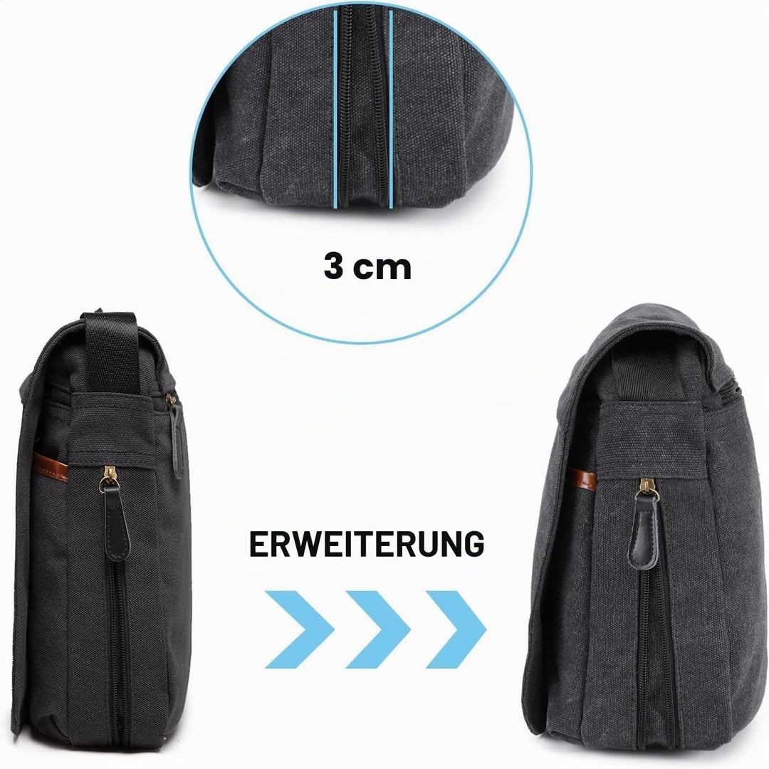 KONO Umhängetasche Leinwand Schultertasche Gross Messenger Bag 13 Zoll Segeltuch Tasche für Arbeit U