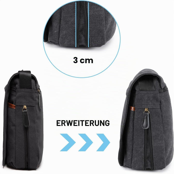 KONO Umhängetasche Leinwand Schultertasche Gross Messenger Bag 13 Zoll Segeltuch Tasche für Arbeit U