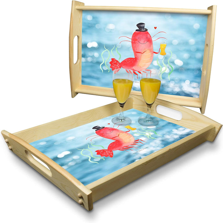 Mr. & Mrs. Panda Tablett Hummer Weizen - Geschenk, Servier, Kneipe, Kochen, Deko, Garnele, Dekotable