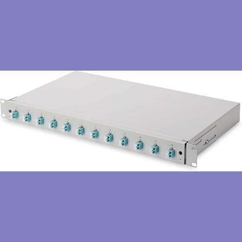 DIGITUS LWL Spleissbox 12 Kupplungen - LC - OM3- 1HE 19-Zoll - Multi-Mode Duplex - Mit Spleiss-Kasse