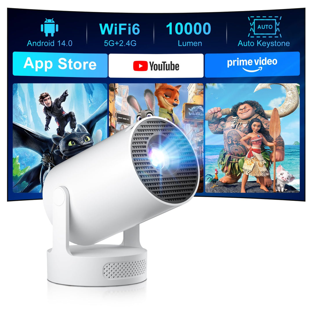 2026 Salange Mini Beamer 4K 1080P Unterstützt,Smart Projektor Android 14.0 | Tragbarer Beamer mit Wi