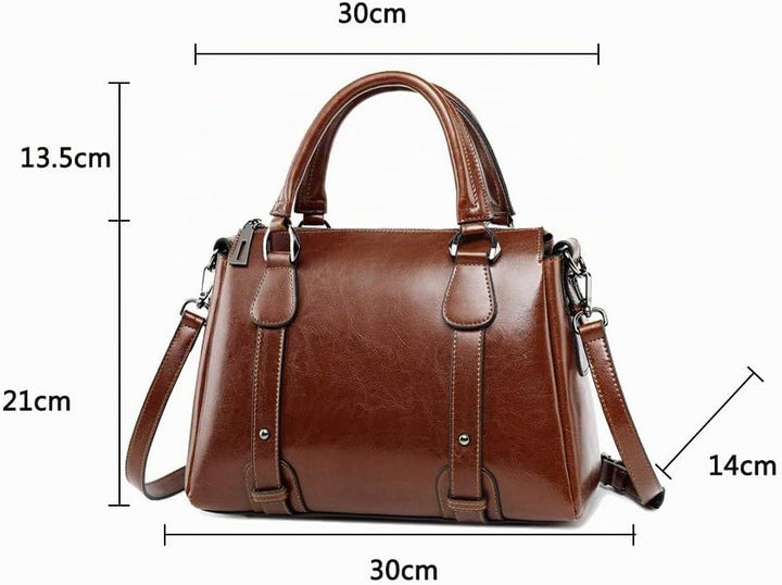 Damen Tasche aus Leder Handtasche Henkeltasche Umhängetasche Schultertasche Kaffee braun EINWEG, Kaf