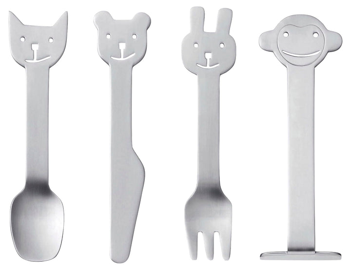 Gense Animal Friends Kinderbesteck 4 Teilen Matter Stahl, Matter Stahl