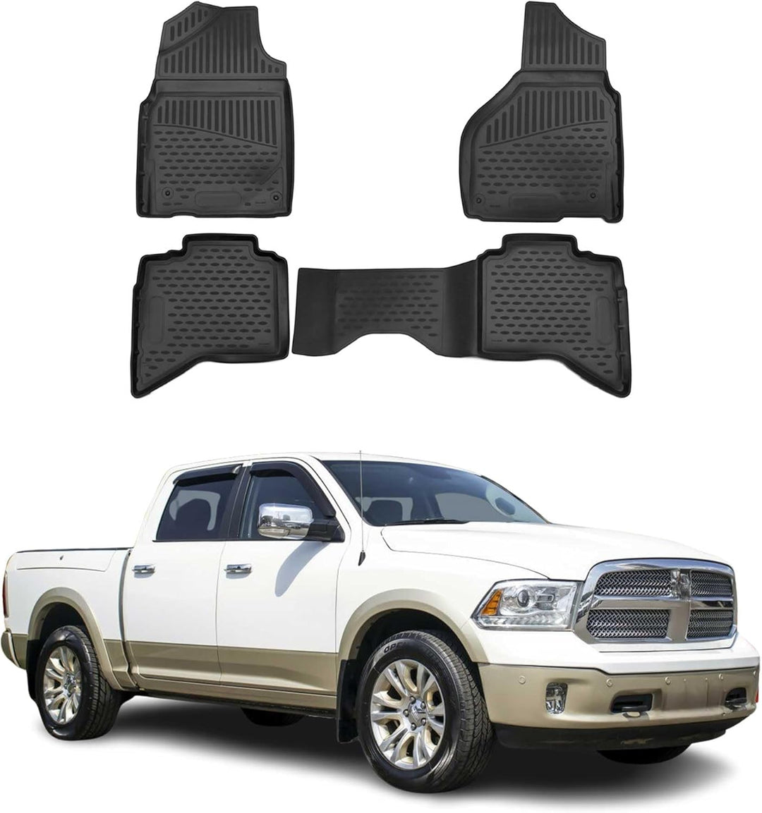 OMAC Gummimatten Fussmatten für Dodge RAM 1500 2500 3500 Quad Cab 2012-2018 4X Fussmatten / Schwarz