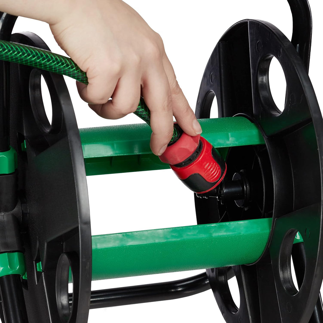 Relaxdays Schlauchtrommel, Wasserschlauchaufroller leer, für 30 m 1/2" Gartenschlauch, HBT 39 x 43 x