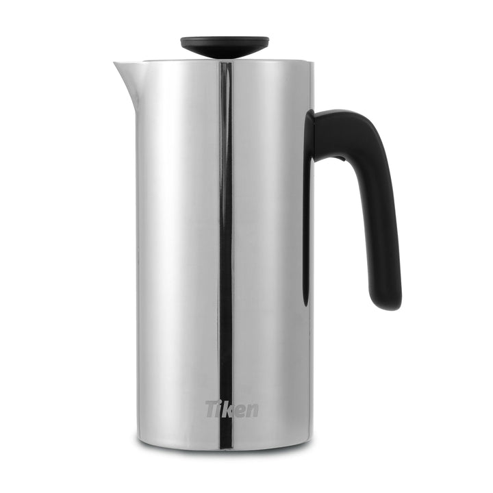 Tiken 1L French Press Edelstahl Double-Wall Vakuum Thermo Kaffeebereite Spülmaschinenfest Silver, Si