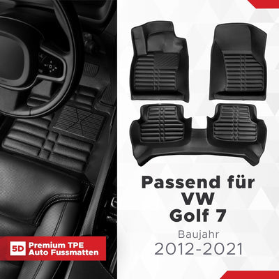 fussmattenprofi.com Auto Fussmatten Kompatibel mit VW Golf 7 Baujahr 2012-2021 I 100% Passgenau Geru