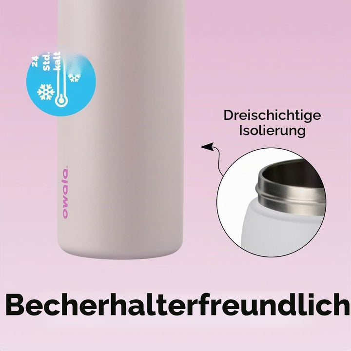 Owala FreeSip Isolierte Edelstahl-Wasserflasche mit Strohhalm für Sport und Reisen, auslaufsicher, B