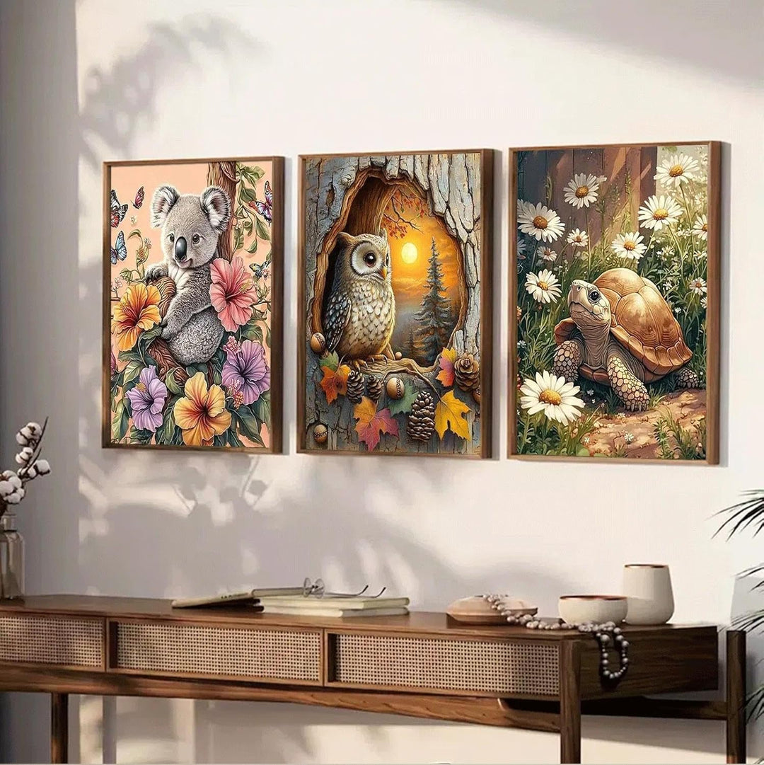 JATOK 3 Stück Malen Nach Zahlen Erwachsene, DIY Tiere Gemälde für Anfänger, Handgemalt Ölgemälde Lei