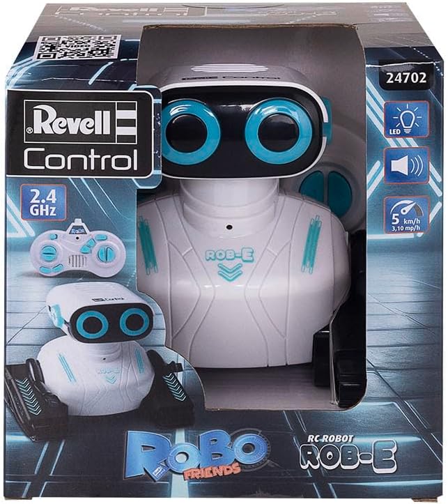 Revell RC, Rob-E Roboter, Interaktiver Roboter mit 2,4 GHz Fernsteuerung, Leuchtende Augen und Sound
