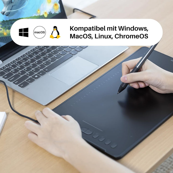 HUION Inspiroy H1161 Grafiktabletts, 11x6 Zoll Zeichentablett mit 10 Benutzerdefinierten Express-Tas