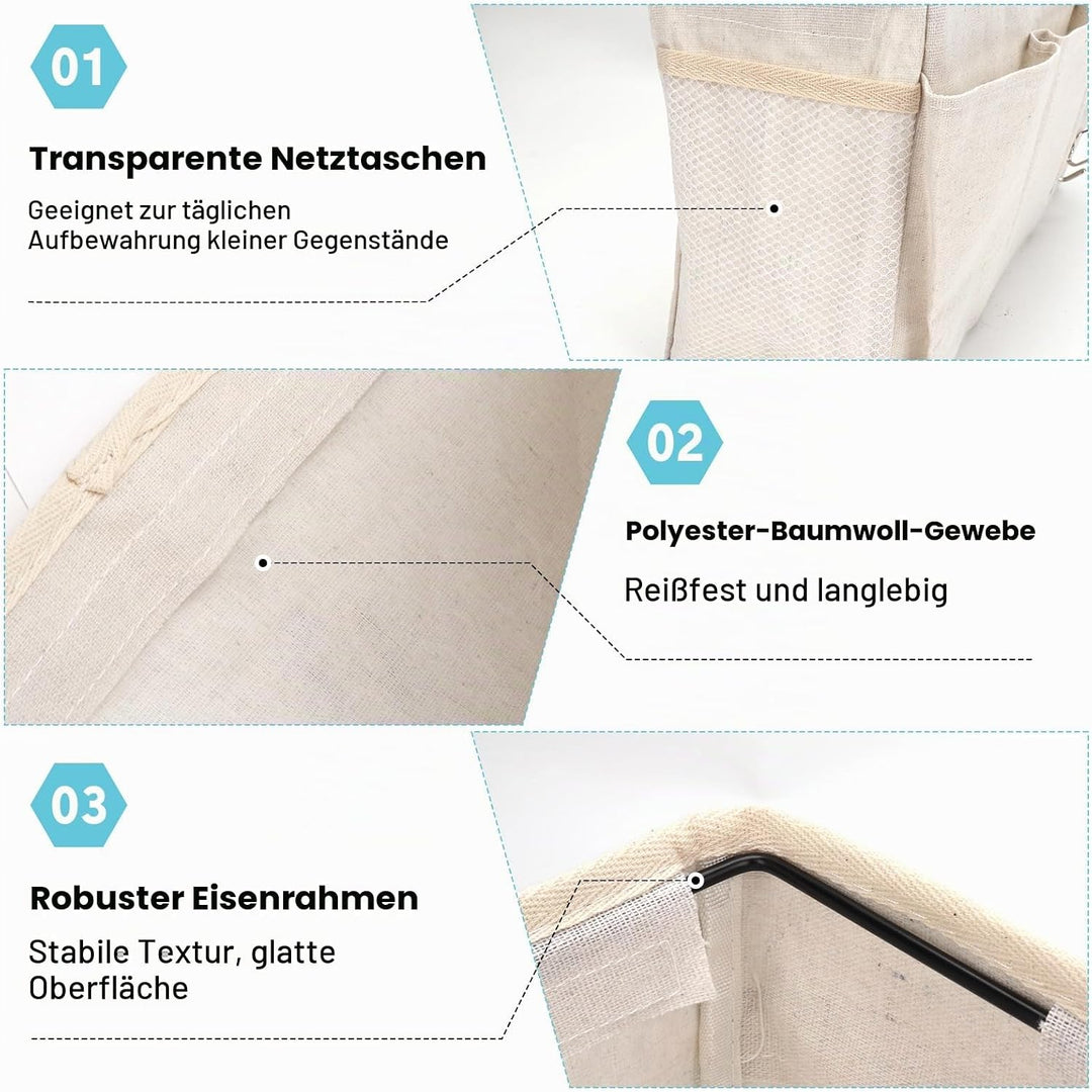 2 Pack Nachttisch-Hängeaufbewahrung Hängeorganizer mit 3 Fächern, Bett Organizer zum Einhängen, Häng